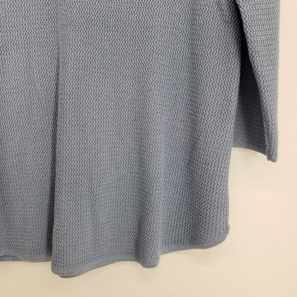 J. Jill Cotton Textured Knit Sweater S V Neck Light Blue 3/4 Sleeves - Picture 5 of 7